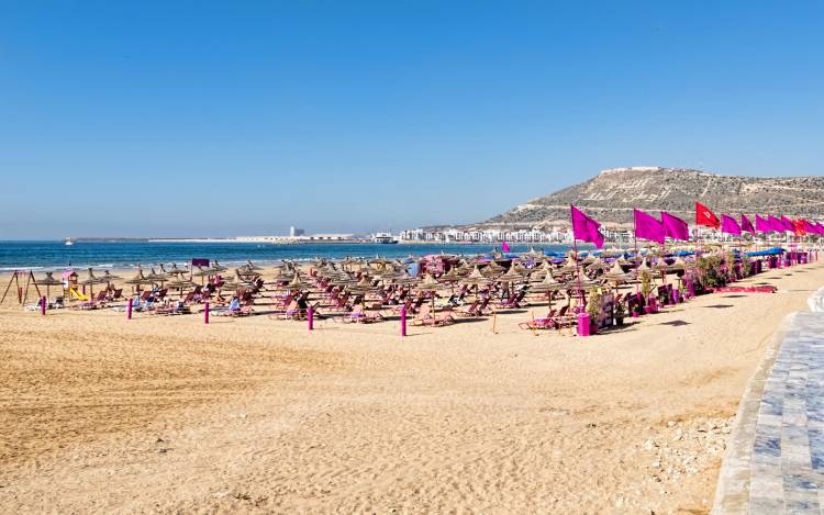 Agadir is a vibrant city known for its long, sandy beaches and consistent surf. It’s a great starting point for surfers exploring the region, with several spots suitable for different levels.